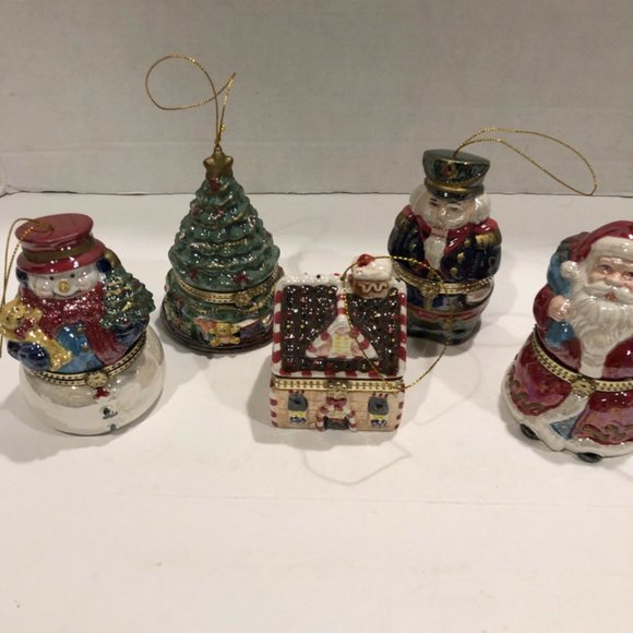 Mr Christmas Musical Ornaments Trinket Box Musical Music Animated Set of 5 - Picture 1 of 7